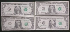2013 $1 Dollar Star Note B New York Duplicate Serial Number Error Lot Of 4 Notes