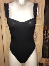 Ribbed Teddy Body Suit Black S-M