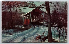 Pennsylvania~Covered Bridge On Water Level Road Near Rockwood~Vintage Postcard