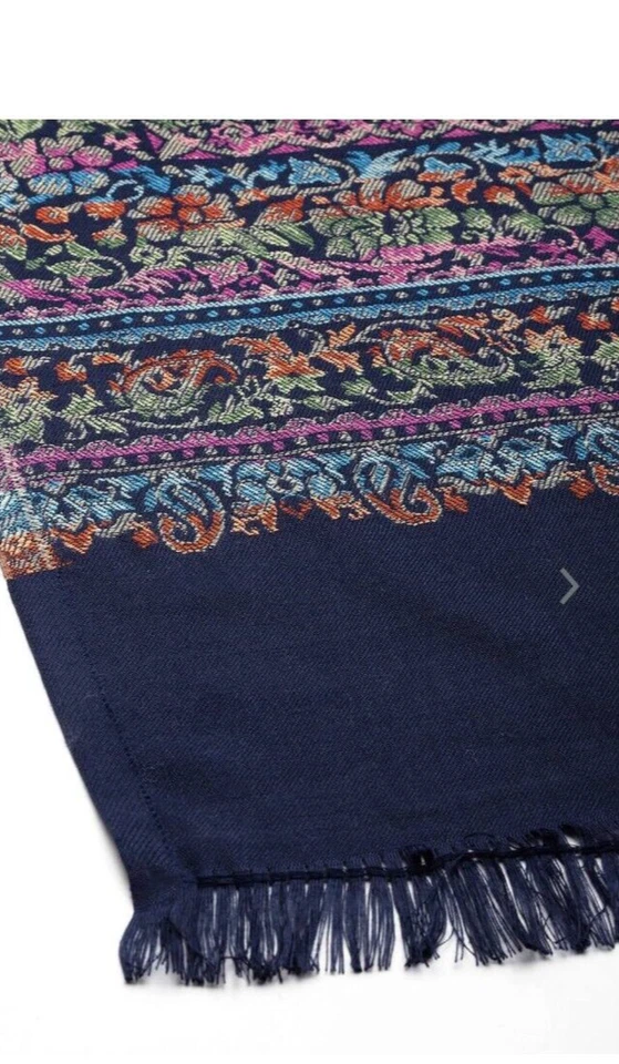 Mantón largo azul cachemir puro pashmina cachemir cachemir suave envoltura de lana cálido grueso Foto 3 de 4