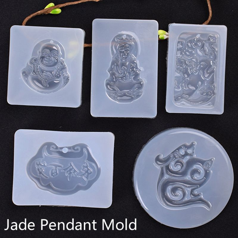 5-Piece Silicone Buddhist Pendant Mold with Hole for Jewelry Making