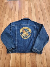 Vintage 2000 Harry Potter Hogwarts Denim Jacket Official Warner Bros size 2XL