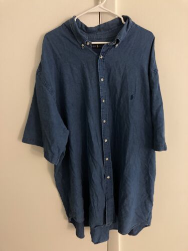 Ralph Lauren Shirt Men’s Size 4XLT Tall Blue Button-Up Chambray Oxford EUC - Picture 1 of 9