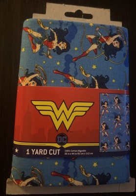 1 Yard Cut DC Superhero Wonder Woman 100% Cotton Fabric NEW