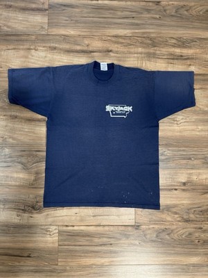 Vintage Y2K 2000s Sky Jack Equipment Inc Atlantic Iowa Navy Blue Shirt XL Lift