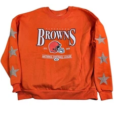 Gameday Couture Cleveland Browns Sweatshirt Women's Orange Bling Stars Oversized
