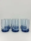 6 Anchor Hocking Saturn Blue Blueberry High Juice Glasses 1960s Tumblers Vintage