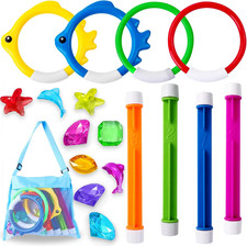 18PCS Pool Diving Swimming Toys, Summer Underwater Game Toys with Pool Fishes Di