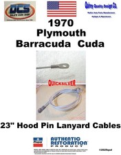1970 Plymouth Cuda Barracuda Hood Pin 23" Lanyard Cables NEW MoPar USA