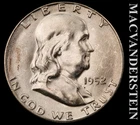 1952-S Franklin Half Dollar- Choice Gem Brilliant Uncirculated+++ Luster #K573