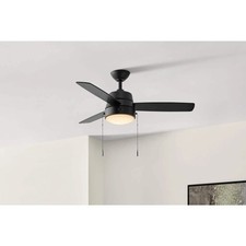 Hampton Bay Caprice 44 in. Integrated LED Indoor Matte Black Ceiling Fan
