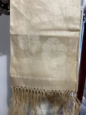 Vintage Art Deco Damask Golden Linen Bath Towel 42”x 20”