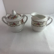 Made In Japan Hand Painted Lidded  Sugar Bowl and Open Creamer