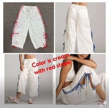 The Bowline Parachute Pants by Daily Practice By Anthropologie Creme/Red stripe