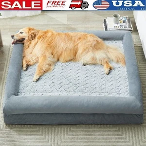 Extra grand lit de chien Orthopédique imperméable Mémoire Mousse Lavable Anti-dérapant Couverture