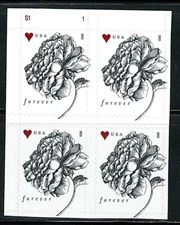 Mint US Block of 4 Vintage Rose Weddings Series Stamp Scott#4959, (MNH)
