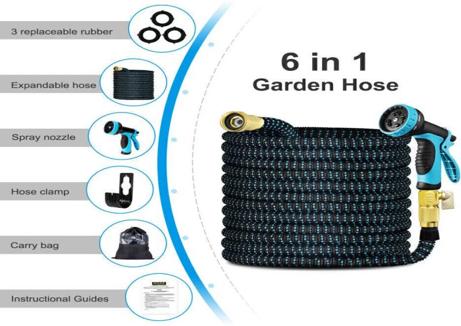 100FT Stronger Deluxe Heavy Duty Expandable Flexible Garden Water Hose W/ Nozzle - Image 2 of 4
