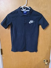 Nike Youth Polo Shirt, Black With White Embriodered Logo, 100 Cotton, Medium