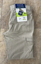 Haggar H26 Performance Dress Pants, Slim Fit, Super Flex Waistband Khaki 30 x 30