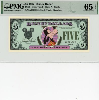 1987 $5 Disney Dollar Goofy PMG 65 EPQ (DIS3) | eBay