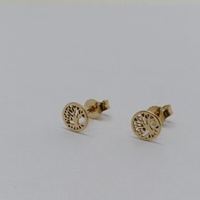 ORECCHINI A BOTTONE ALBERO DELLA VITA IN ORO GIALLO 18KT 1,1 GR. (7557)