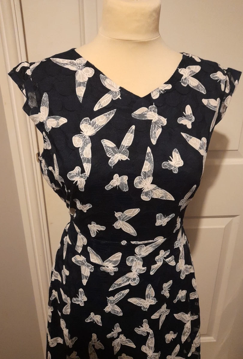 Black and sales white butterfly dress