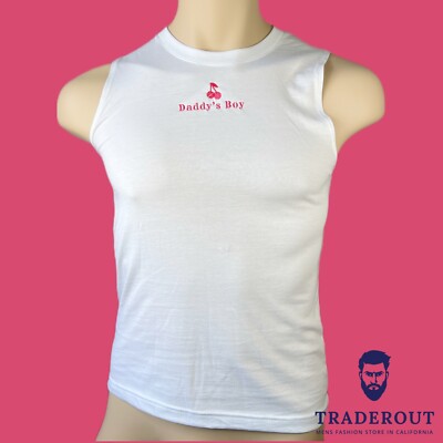 H.E.Arts custom embroidery Daddy's Boy Men white cotton muscle Tee tank top