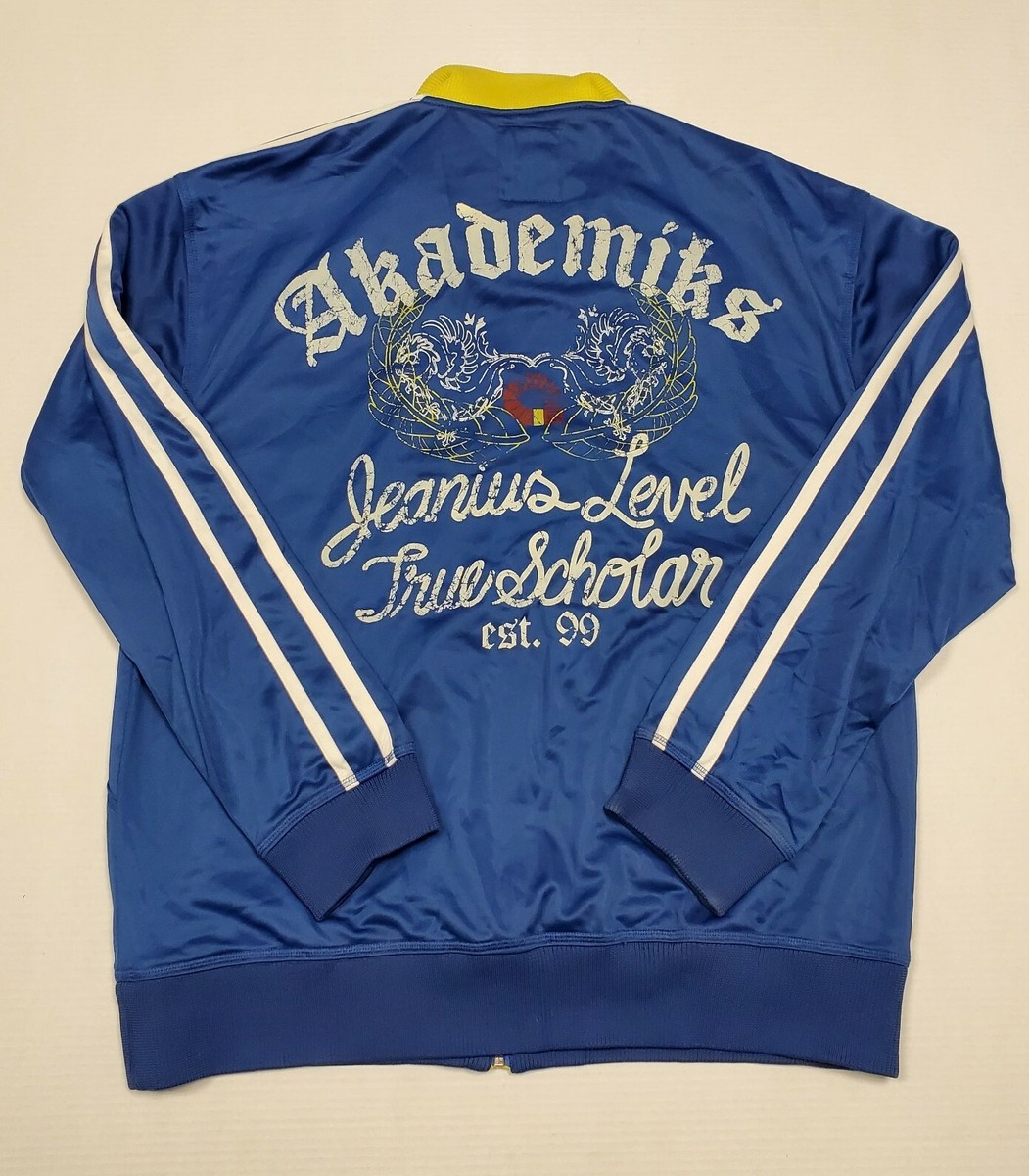 Akademiks Mens 2XL Track Jacket Jeanius Level Products Blue Akademiks Mens 2XL Track Jacket Jeanius Level Products Blue