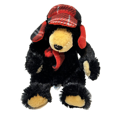 Wishpets 2006 Rusty the Black Bear Plush Stuffed Animal Hat Scarf 11''