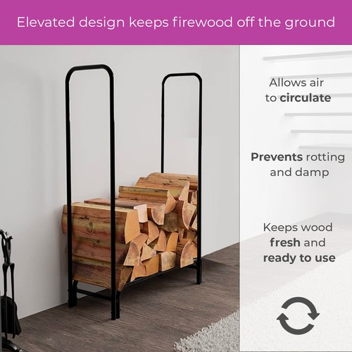 Neo Fire Log Rack Metal Firewood Storage Rack Holder Indoor Outdoor Cover - Picture 2 of 31