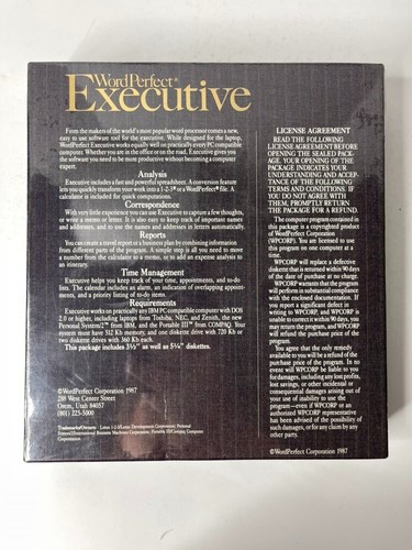 WordPerfect Executive PC Computer Program Software 3.5" & 5.25" Disks 1987 NOS - Picture 7 of 7