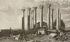 Israël Palestine vers 1843 Girasa Djerasch Temple d'Artémis