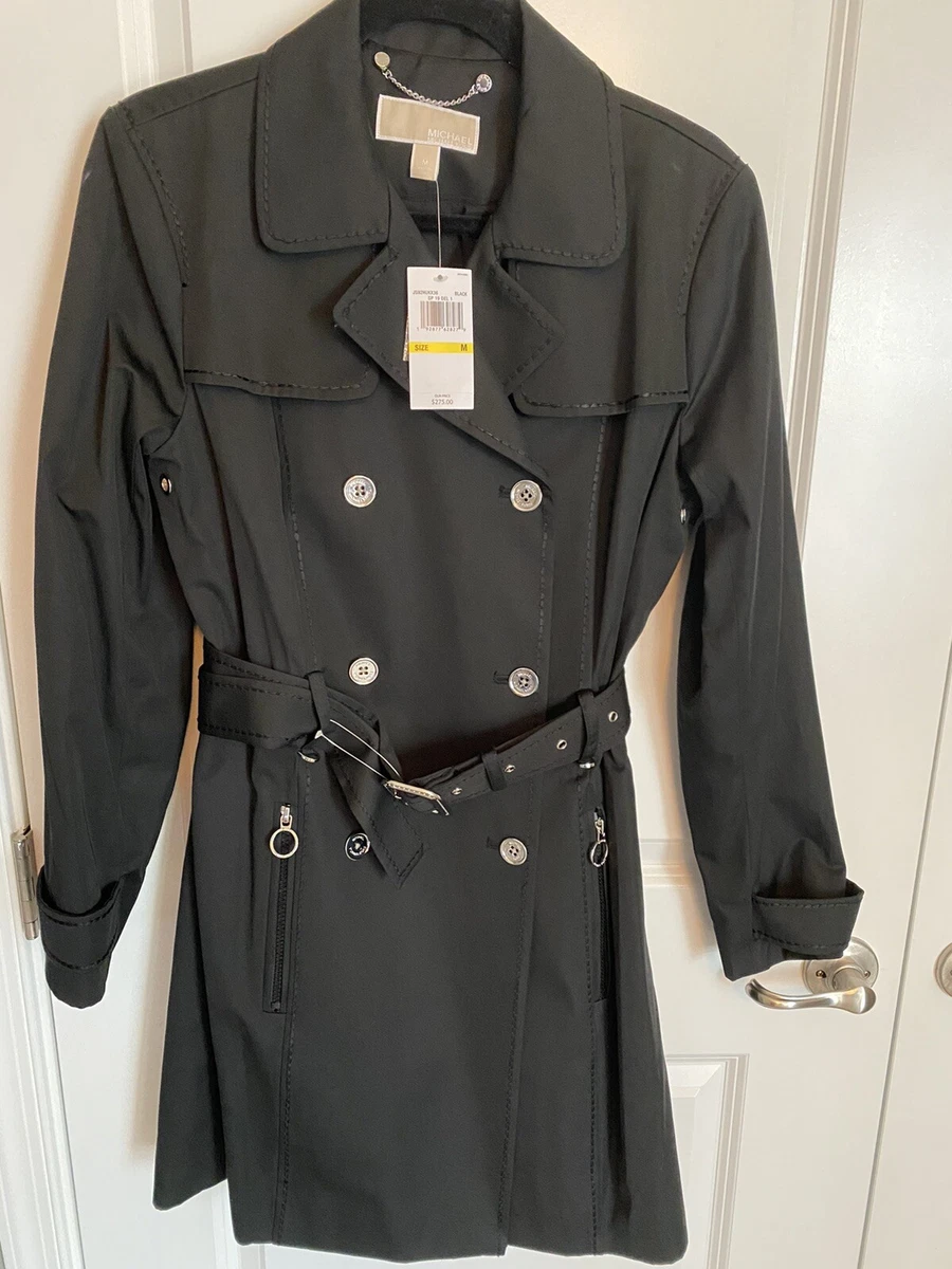 Michael kors black long best sale coat