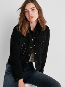 black suede trucker jacket