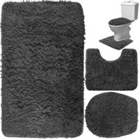 Badezimmerteppich-Set – 3-Teilig, Rutschfest, Weich, Hygienisch, Grau