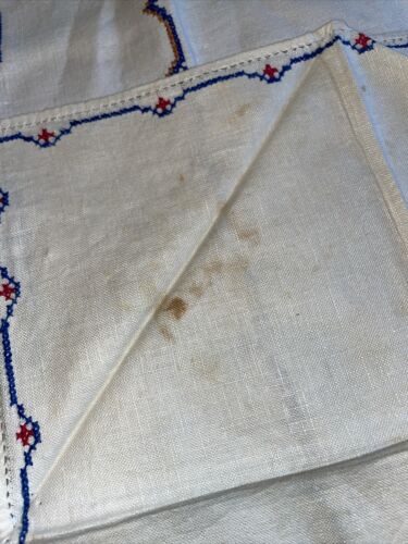 Vintage Rose -Floral Embroidered Cross Stitch Tablecloth With Napkins 78x57 (33 - Picture 14 of 18