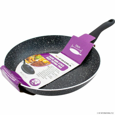 NEU 24CM ALUMINIUM FRITTIERPFANNE BRATPFANNE KOCHEN KÜCHE HAUS RÜHREN KOCHEN GRIFF