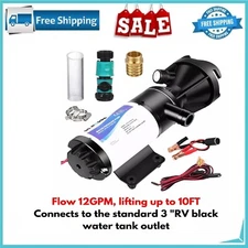 RV Macerator Pump for Empty Camper Black/Gray/Septic Tank Dumping Waste Sewage