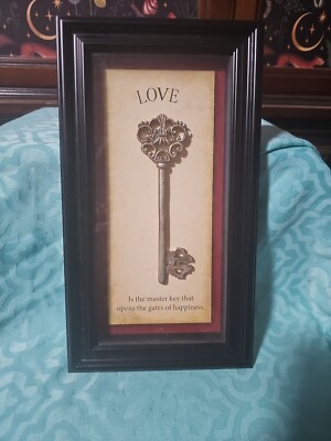 WALL DECOR FRAMED KEY Love Is The Master Key That Opens The Gates Of Happiness