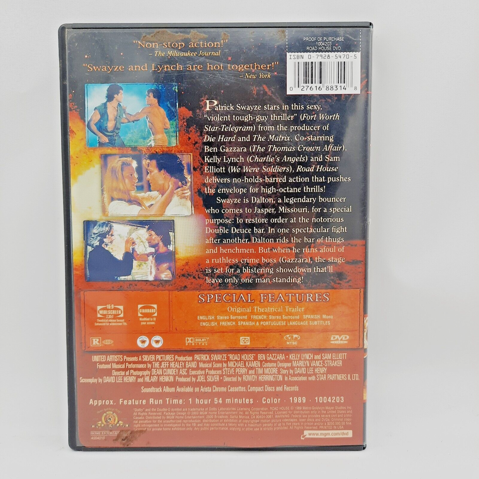 Road House DVD Patrick Swayze Kelly Lynch Sam Elliott Ben Gazzara