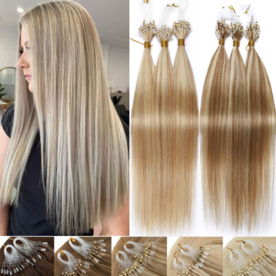 CLEARANCE Loop Micro Ring Human Hair Extensions Micro Bead Link Tip Nano 16''-24''