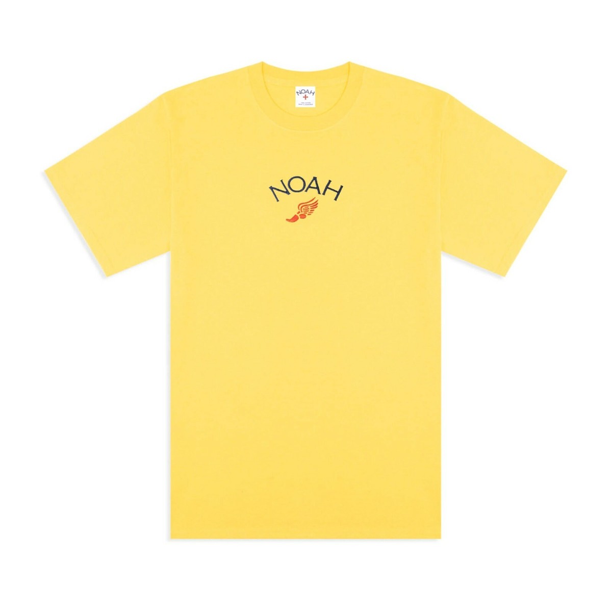 【NOAH】関税/送料込み WINGED FOOT LOGO TEE BNWT Noah Embroidered Winged Foot Logo yellow Tee Shirt Size