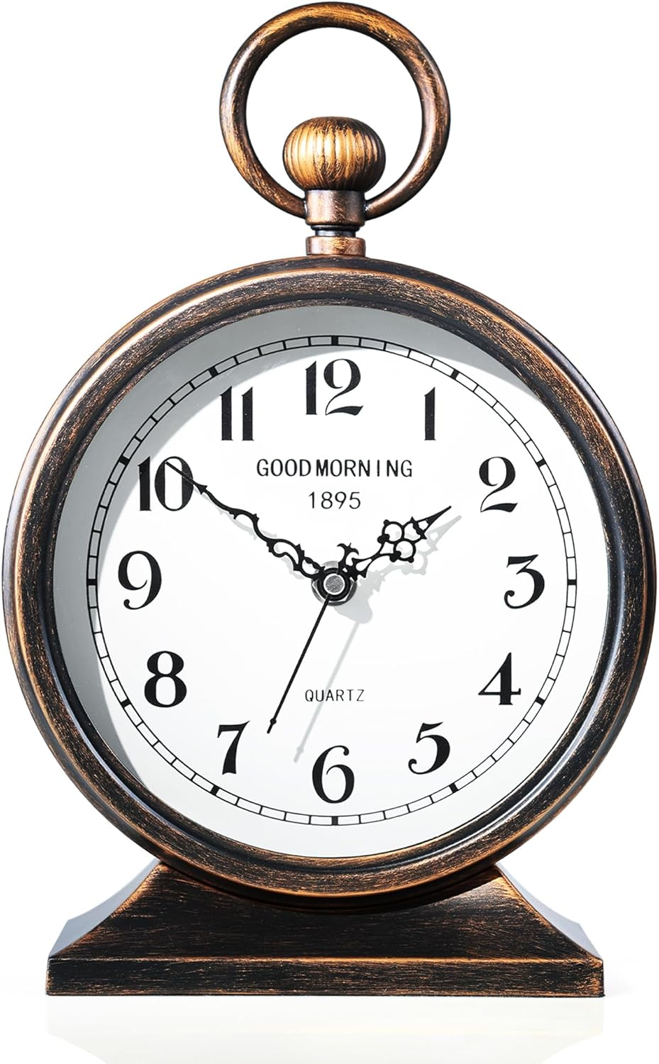 ® 7-Inch Vintage Mantel Clock with Handle,Antique Metal Desk Clocks Battery Oper