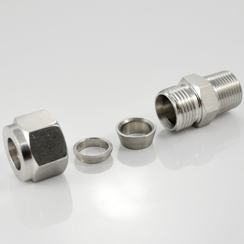 3/8" x10mm Male BSP - Compression Tube Fitting Ferrule Stainless steel Connector - Picture 3 of 6