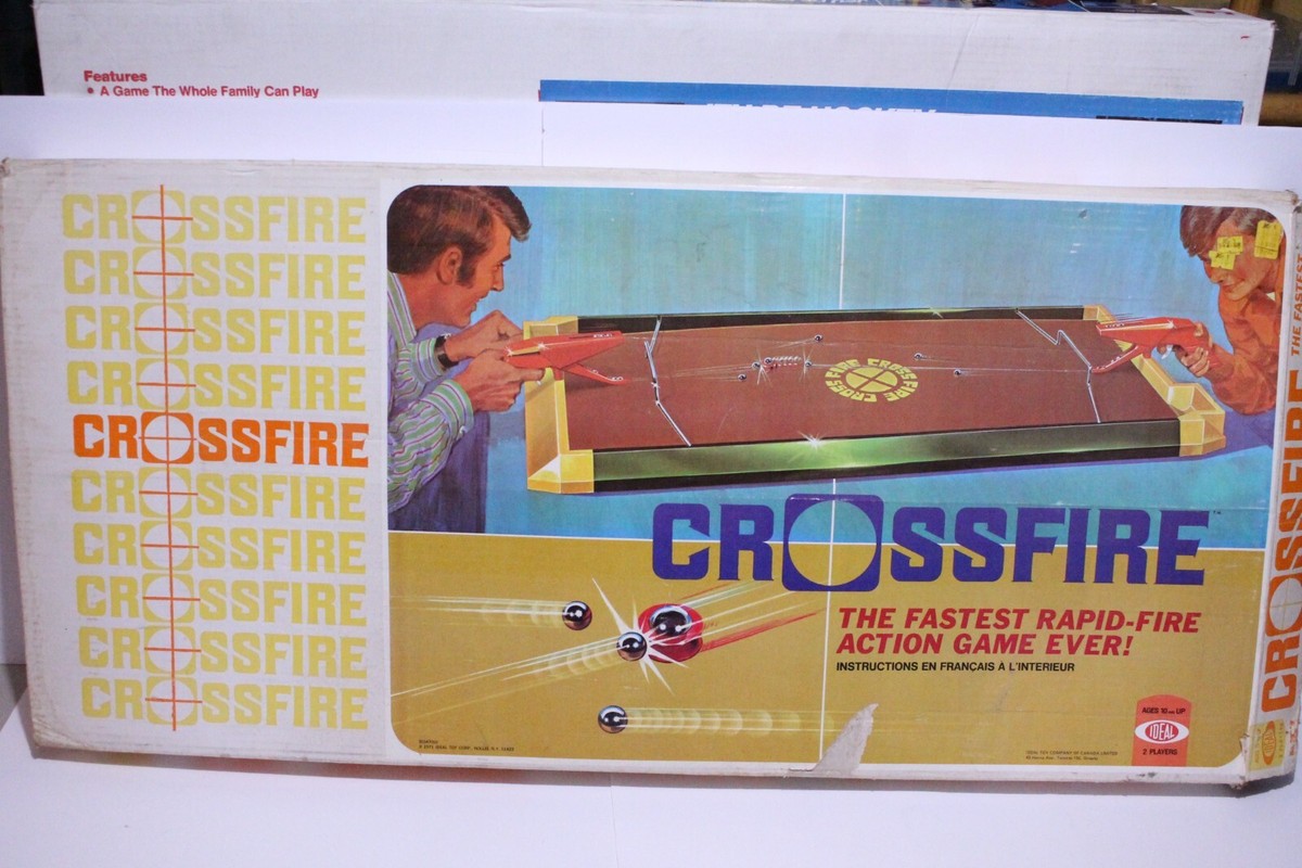 Vintage 1971 Crossfire Ball Bearing Shooting 2-Person Game Ideal Toy Corp  Works