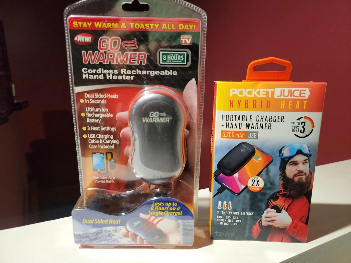 Go Warmer Cordless Rechargeable Hand Heater Warmer Doubles As Power Bank  set of2 | eBay