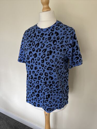 Ex-M&S Collection Ladies 3/4 Sleeve Blue Animal Print T-Shirt, Sizes 8-20 - Picture 2 of 4