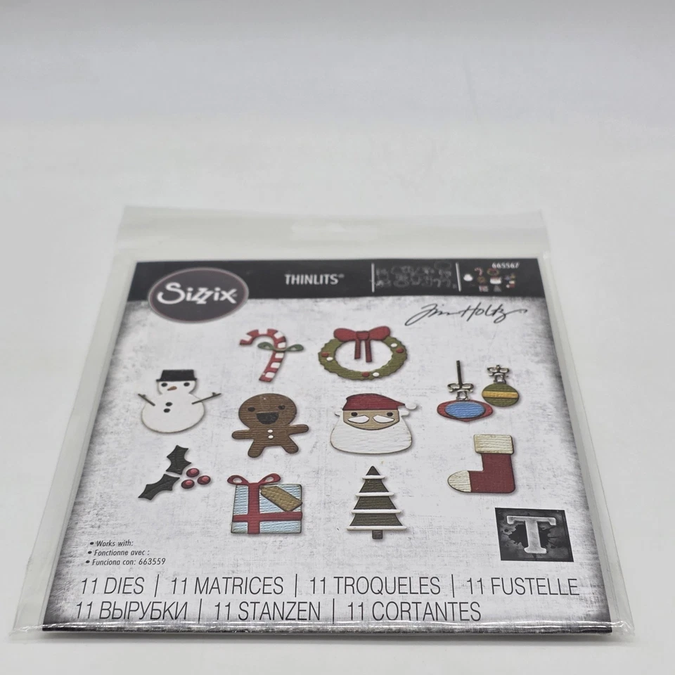 Christmas Minis Sizzix Thinlits Thin Metal Die Set Tim Holtz 665567 Sealed - Image 4 of 4