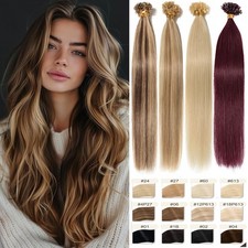 US CLEARANCE Pre-Bonded U Nail Tip Keratin 100 Remy Human Hair Extensions 1gram