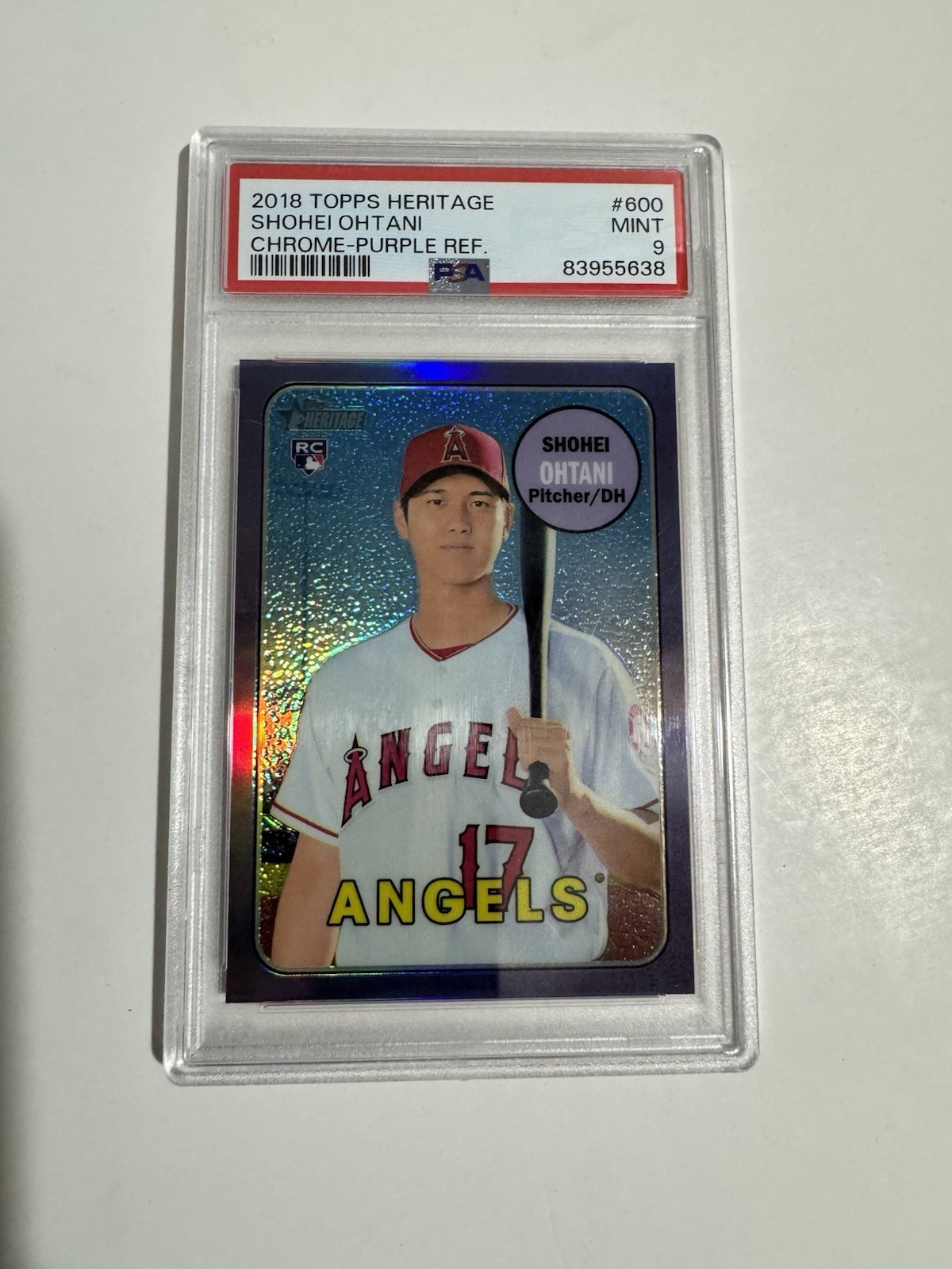 2018 Topps Heritage High Number RC  Shohei Ohtani #600 Chrome Purple Refractor 